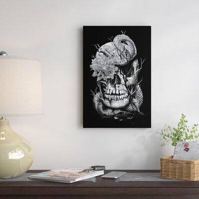 East Urban Home Snake & Skull Graphic Art on Wrapped Canvas Metal in Black/Gray/Green | 60 H x 40 W x 1.5 D in | Wayfair ESHM7233 34329443