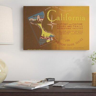 East Urban Home 'FWP American Guide Series: The Golden State' Textual Art on Wrapped Canvas Canvas, in Brown/Green/Orange | Wayfair