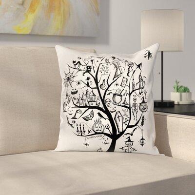 East Urban Home Halloween Decor Flying Witch Square Pillow Cover Polyester | 16 H x 16 W x 2 D in | Wayfair ETHE1836 44280331