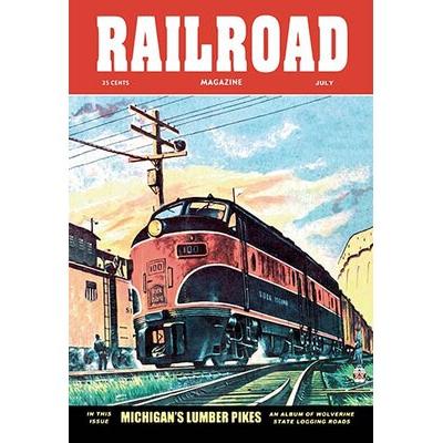 Buyenlarge Railroad Magazine: Michigan's Lumber Pikes, 1953 - Unframed Advertisement Print in Blue/Green/Red | 36 H x 24 W x 1.5 D in | Wayfair