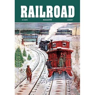 Buyenlarge Railroad Magazine: December Trains, 1951 Vintage Advertisement in Gray/Red | 36 H x 24 W x 1.5 D in | Wayfair 0-587-06106-5C2436