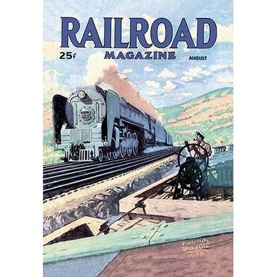 Buyenlarge Railroad Magazine: the Mighty Railway, 1945 Vintage Advertisement in Blue, Size 36.0 H x 24.0 W x 1.5 D in | Wayfair 0-587-06097-2C2436