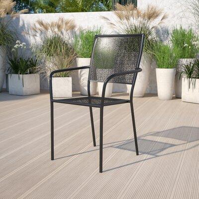 Flash Furniture Oia Indoor-Outdoor Steel Patio Arm Chair w/ Square Back Metal in Black | 35 H x 21.75 W x 21.75 D in | Wayfair 5-CO-2-BK-GG
