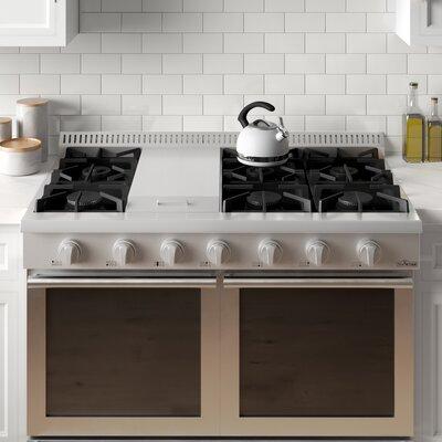 Thor Kitchen Professional 48" Gas Cooktop w/ 6 Burners in Black/Gray | 9.75 H x 30.25 W x 48 D in | Wayfair HRT4806U