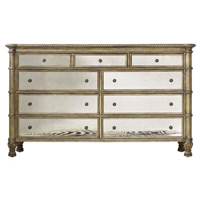 Hooker Furniture Melange Montage 9 Drawer Dresser Wood in Brown/Yellow, Size 40.5 H x 68.5 W x 19.0 D in | Wayfair 638-90902