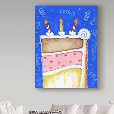 Trademark Fine Art Valarie Wade Birthday Cake Blue - Wrapped Canvas Graphic Art Print Metal in Blue/Brown/Yellow, Size 32.0 H x 24.0 W x 2.0 D in