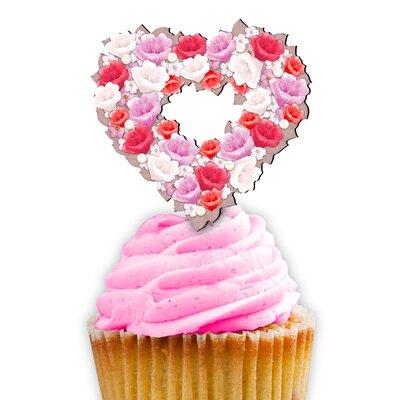 Designocracy Love You Cake Topper Wood in Brown/Pink/Red | Wayfair 8185308CT