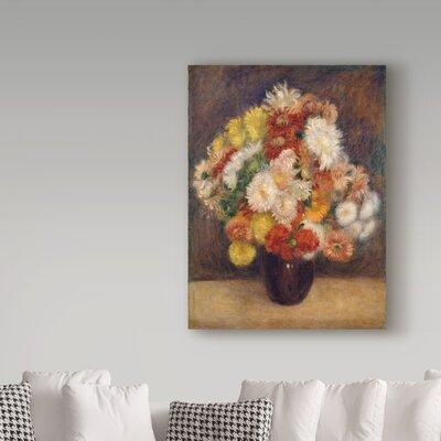Trademark Fine Art 'Bouquet of Chrysanthemums' Oil Painting Print on Wrapped Canvas Metal in Brown, Size 32.0 H x 24.0 W x 2.0 D in | Wayfair