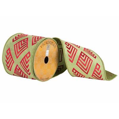 The Holiday Aisle® Embroidered Tiles Ribbon Fabric in Green | 0.2 H x 4 W x 360 D in | Wayfair 2ED206DFF9AA4F479BDEB247F3140AC1