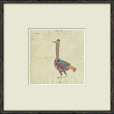 Harriet Bee 'Mennonite Ledger 'High Stepping Bird' Framed Art Paper, Solid Wood in White | 21 H x 21 W x 1.75 D in | Wayfair