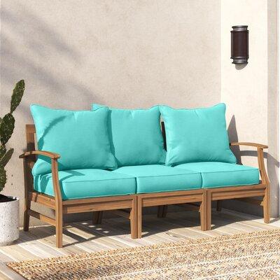 Langley Street® Alline Indoor/Outdoor Sunbrella Seat/Back Cushion in Green/Blue | 5 H x 23 W in | Wayfair 602956DF80024C38854FA71BA7EC2D63