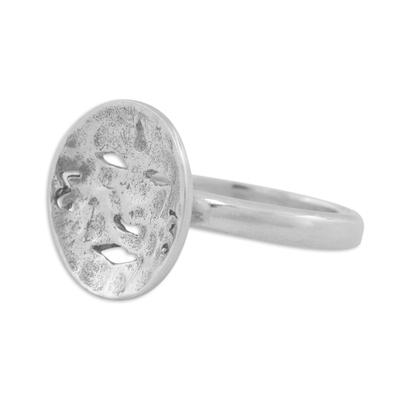 Sterling silver cocktail ring, 'Face of Meditation'