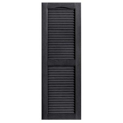 Alpha Shutters Cathedral Top Custom Open Louver Shutters Pair Vinyl, Solid Wood in Gray/Black/Brown | 75 H x 16 W x 1 D in | Wayfair L316075050