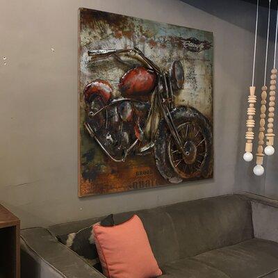 17 Stories Motorcycle Wall Décor Metal in Gray/Red | 40 H x 40 W in | Wayfair 21F8276C2BEE4FC4A1E3D70FBB0AE36F