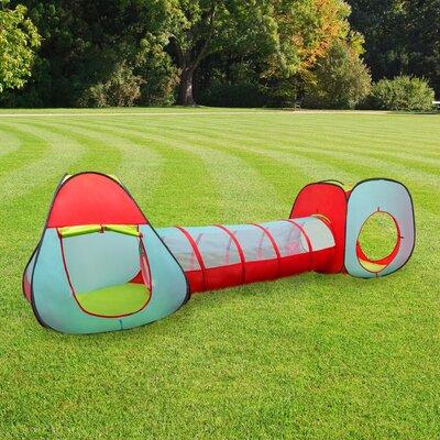 Hey! Play! 3 Piece Pop-Up Play Tunnel Polyester in Blue/Red | 18 H x 55 W x 18 D in | Wayfair M350060