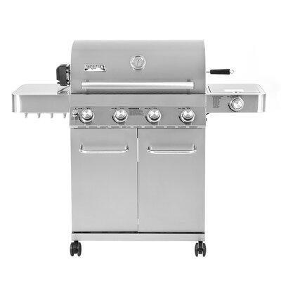 Monument Grills 4-Burner Propane Gas Grill w/ Rotisserie Kit, Side Burner, Stainless Steel/Cast Iron in Gray | 45.7 H x 54.1 W x 22.5 D in | Wayfair