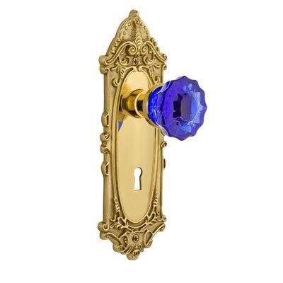 Nostalgic Warehouse Cobalt Crystal Privacy Door Knob w/ Keyhole Victorian Long Plate Brass in Yellow, Size 8.25 H x 2.875 W in | Wayfair 725976