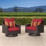 Wade Logan® Castelli Swivel Patio Chair w/ Cushions Wicker/Rattan, Resin in Red, Size 32.0 H x 30.0 W x 33.0 D in | Wayfair THRE9857 33260200