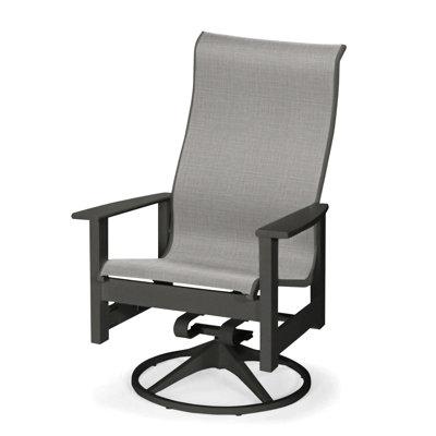 Telescope Casual Leeward Swivel Patio Dining Chair Plastic/Resin/Sling in Gray, Size 44.25 H x 29.0 W x 28.5 D in | Wayfair 954T95701