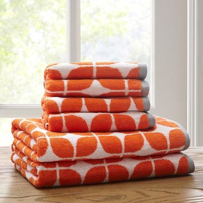 Intelligent Design Lita 6 Piece Cotton Jacquard Towel Set in Orange - Olliix ID91-522