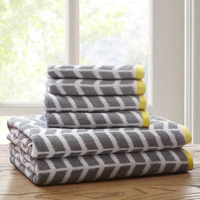 Intelligent Design Nadia 6 Piece Cotton Jacquard Towel Set in Grey - Olliix ID91-525