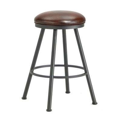Alexander Backless Counter Stool in Black Finish w/ Alligator Brown Fabric - Iron Mountain 1102126