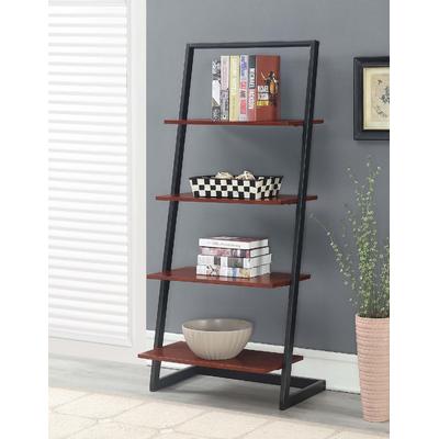 Graystone 4 Tier Ladder Bookcase/shelf in Cherry/Black Frame - Convenience Concepts 111289CH