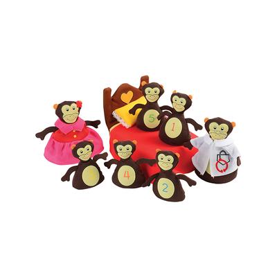 Constructive Playthings Hand Puppet - Five Little Monkeys Jumping On the Bed Props Set