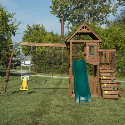 Swing-n-Slide Tioga Fort Wooden Play Swing Set Wooden in Brown/White, Size 195.0 H x 150.0 W x 123.0 D in | Wayfair WS 8348