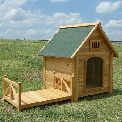 Tucker Murphy Pet™ Baron Wood Insulated K-9 Kastle Dog House Wood House in Brown/Green | 41 H x 52 W x 37 D in | Wayfair