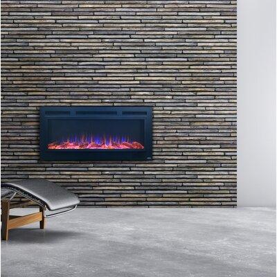 Orren Ellis Mosteller Steel Recessed Wall Mounted Electric Fireplace in Black, Size 21.5 H x 50.4 W x 5.5 D in | Wayfair