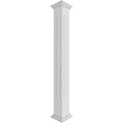 Ekena Millwork Craftsman Classic Square Non-Tapered, Fluted PVC Column Kit, Crown Capital & Crown Base, Latex | 9.625 W in | Wayfair CC1008ENFCRCR