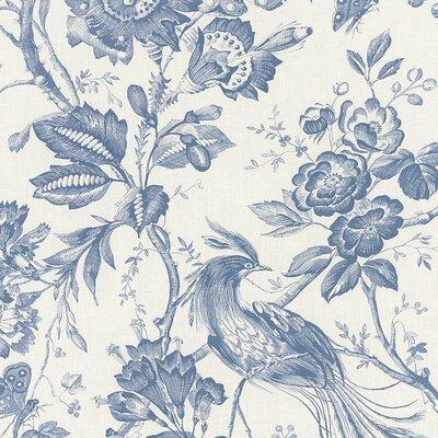 Schumacher Birds of Paradise 100% Cotton Fabric in Blue, Size 54.0 W in | Wayfair 1048044