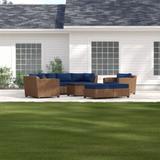 Lark Manor™ Ambroselli 6 Piece Rattan Sofa Seating Group w/ Cushions Synthetic Wicker/All - Weather Wicker/Wicker/Rattan in Blue | Outdoor Furniture | Wayfair