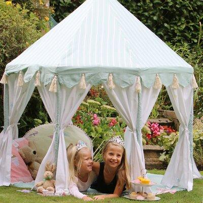 Win Green The Pavilion 5' x 5' Indoor/Outdoor Cotton Play Tent w/ Carrying Bag Cotton in Green/Gray, Size 63.0 H x 63.0 W x 63.0 D in | Wayfair