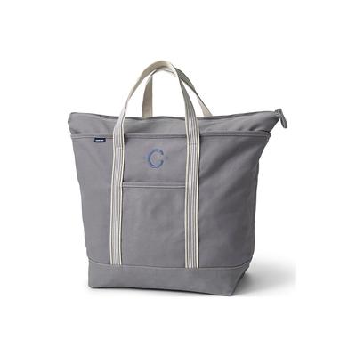 Extra Large Solid Color Zip Top Canvas Tote Bag - Lands' End - Gray