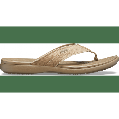 Crocs Khaki / Walnut Men’S Santa Cruz Canvas Flip Shoes