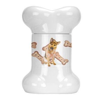Tucker Murphy Pet™ German Shepherd Bone Shaped Pet Treat Jar Ceramic, Size 9.0 H x 6.0 W x 5.0 D in | Wayfair B0518D455A274CA7A57AB83CC0F86936