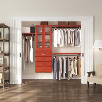 John Louis Home Solid Wood Walk-In Closet System w/ 5-Drawes & Glass Doors Solid Wood in Brown | 16 D in | Wayfair JLH-311
