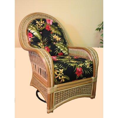 Bayou Breeze JonPaul Swivel Rocking Chair Wicker Rattan Fabric in Blue Brown Yellow | 39 H x 35 W x 35 D in | Wayfair BBZE4522 45265599