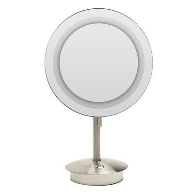 Alfi Brand Tabletop Round Frameless Lighted Magnifying Makeup Shaving Mirror in Gray | 14.25 H x 9 W x 9 D in | Wayfair ABM9FLED-BN