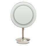 Alfi Brand Tabletop Round Frameless Lighted Magnifying Makeup/Shaving Mirror in Gray | 14.25 H x 9 W x 9 D in | Wayfair ABM9FLED-BN