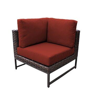 Wrought Studio™ Sumpter Patio Chair w/ Cushions Wicker/Rattan in Red/Brown | 30 H x 34 W x 34 D in | Wayfair 9B3C5A61F560401AAF2EB15E7F630A88