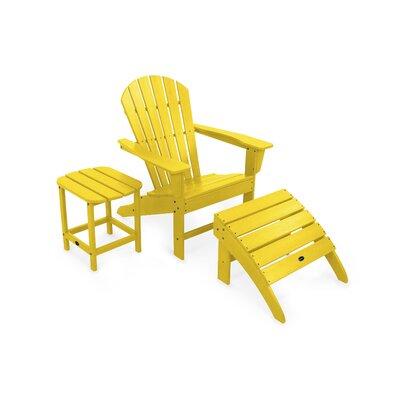 POLYWOOD® South Beach Adirondack 3-Piece Set in White Yellow | 38.5 H x 31.25 W x 33.75 D in | Wayfair PWS176-1-LE