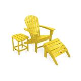 POLYWOOD® South Beach Adirondack 3-Piece Set in White/Yellow | 38.5 H x 31.25 W x 33.75 D in | Wayfair PWS176-1-LE