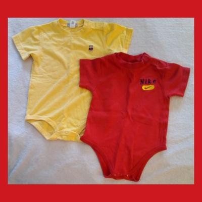 Nike One Pieces | 2 Baby Boy Onesies Nike 12 Month Carters 18 Month | Color: Red/Yellow | Size: 12-18mb