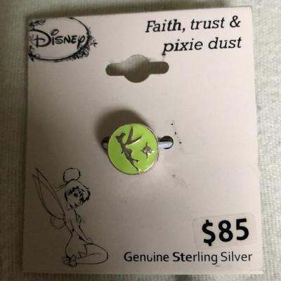 Disney Jewelry | Disney Sterling Silver Tinkerbell Slide Charm | Color: Green/Silver | Size: Os