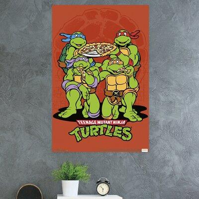 Trends International Teenage Mutant Ninja Turtles - Pizza Paper Print in Red | 34 H x 22.375 W x 0.125 D in | Wayfair POD13590