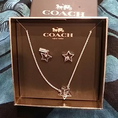 Coach Jewelry | Coach Star Necklace And Earing Set | Color: Silver | Size: Os