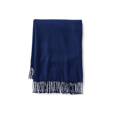 CashTouch Yarn-Dyed Herringbone Throw Blanket - Lands' End - Blue